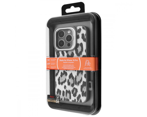 Чохол Kajsa Leopard Pattern with Magnetic Ring iPhone 16 Pro gray 2003000276060