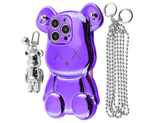 Чохол Teddy Bear Case with Strap iPhone 14 Pro purple