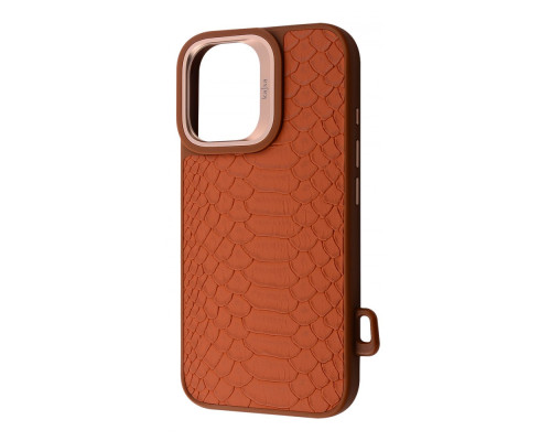 Чохол Kajsa Snake Pattern with Magnetic Ring iPhone 16 brown 2003000170917