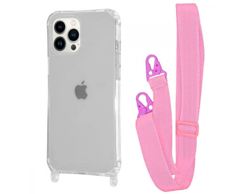 Чохол WAVE Clear Case with Strap iPhone 15 Pro pink