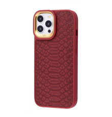 Чохол Kajsa Snake Pattern iPhone 15 Pro burgundy