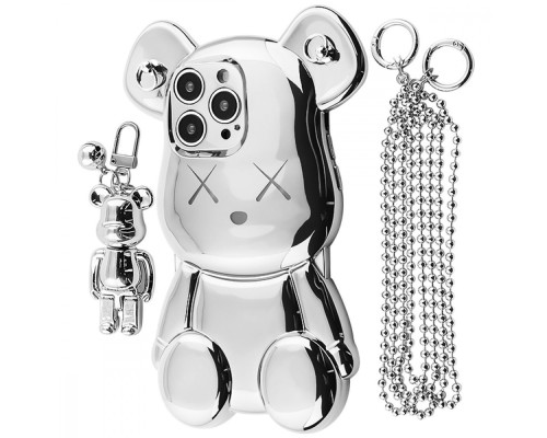 Чохол Teddy Bear Case with Strap iPhone 14 Pro Max silver