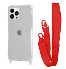 Чохол WAVE Clear Case with Strap iPhone 15 Pro Max red