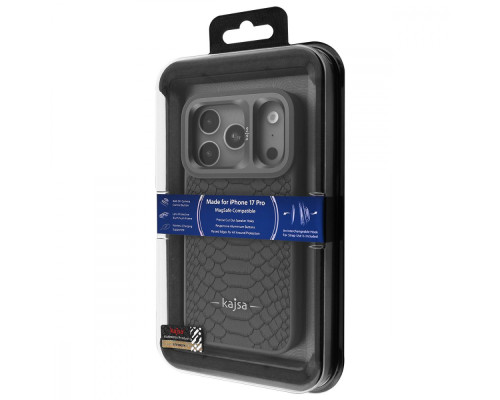 Чохол Kajsa Snake Pattern with Magnetic Ring iPhone 17 Pro gray 2003000276183