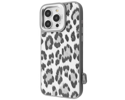 Чохол Kajsa Leopard Pattern with Magnetic Ring iPhone 16 Pro Max gray 2003000276091