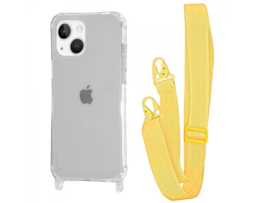 Чохол WAVE Clear Case with Strap iPhone 13 yellow