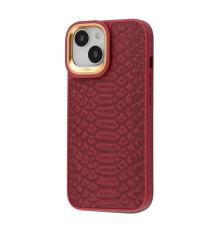Чохол Kajsa Snake Pattern iPhone 15 burgundy 2001001564476