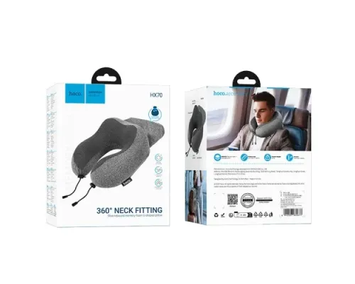 Подушка HOCO HX70 slow rebound memory foam U-shaped pillow black mag-6942007664677152414