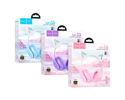 Навушники накладні HOCO W42 Cat Ears over-ear BT headphones BT5.3 Cherry Blossom mag-6931474795847132470