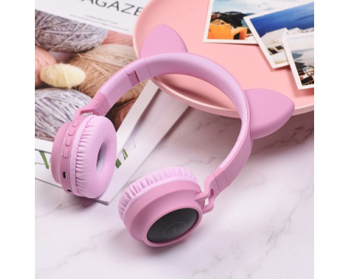 Навушники накладні HOCO W27 CAT EAR Wireless headphones Pink mag-6931474718464132460