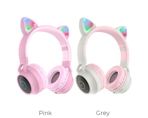 Навушники накладні HOCO W27 CAT EAR Wireless headphones Pink mag-6931474718464132460