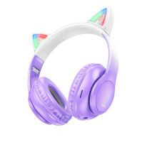 Навушники накладні HOCO W42 Cat Ears over-ear BT headphones BT5.3 Purpule Grape mag-6931474795854132471