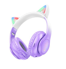 Навушники накладні HOCO W42 Cat Ears over-ear BT headphones BT5.3 Purpule Grape mag-6931474795854132471