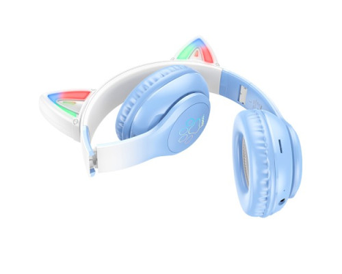 Навушники накладні HOCO W42 Cat Ears over-ear BT headphones BT5.3 Crystal Blue mag-6931474795861132472
