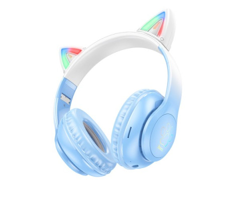 Навушники накладні HOCO W42 Cat Ears over-ear BT headphones BT5.3 Crystal Blue mag-6931474795861132472