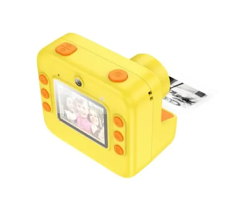 Фотоапарат дитячий з друком HOCO DV200 Dual lens children printing camera Yellow mag-6942007628402144031