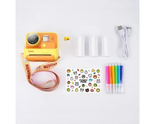 Фотоапарат дитячий з друком HOCO DV200 Dual lens children printing camera Yellow mag-6942007628402144031