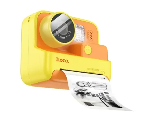 Фотоапарат дитячий з друком HOCO DV200 Dual lens children printing camera Yellow mag-6942007628402144031