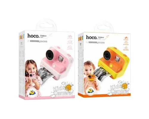 Фотоапарат дитячий з друком HOCO DV200 Dual lens children printing camera Yellow mag-6942007628402144031
