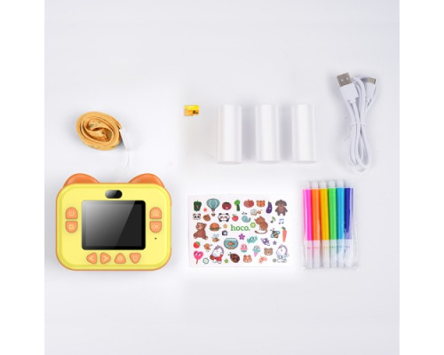 Фотоапарат дитячий з друком HOCO DV204 Dual-camera children printing camera Yellow mag-6942007638647138137