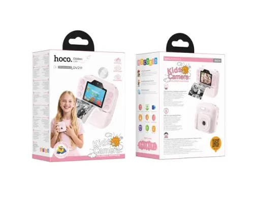 Фотоапарат дитячий з друком HOCO DV211 Dual camera children printing camera pink mag-6942007663199145107