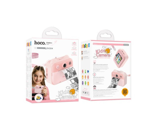 Фотоапарат дитячий з друком HOCO DV204 Dual-camera children printing camera Pink mag-6942007638654138138