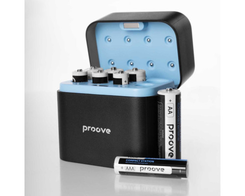Зарядний Пристрій з Акумуляторними Батарейками Proove Compact Station 8pcs (4xAAA + 4xAA) black 2003000300246 6901116307882