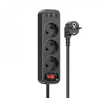 Мережевий фільтр Hoco NS2 (3 розетки + 3 USB) 1.8m black