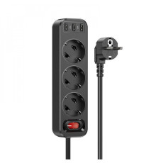 Мережевий фільтр Hoco NS2 (3 розетки + 3 USB) 1.8m black