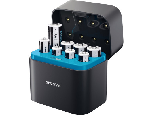 Зарядний Пристрій з Акумуляторними Батарейками Proove Compact Station 8pcs (4xAAA + 4xAA) black 2003000300246 6901116307882