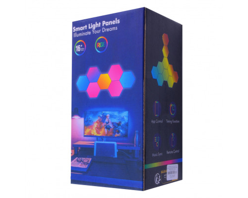 RGB Набір Smart настінних світильників 6pcs (Bluetooth APP, Remote Control, Music Rhythm) white