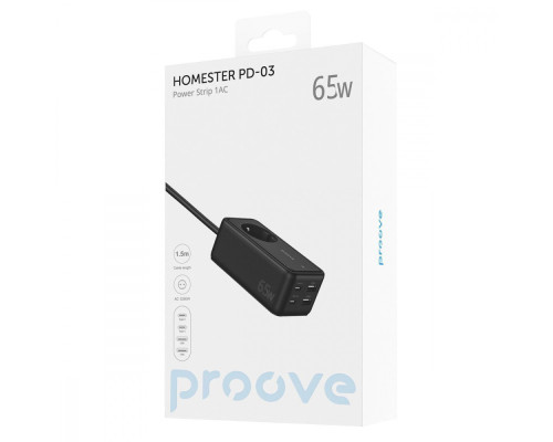 Мережевий фільтр Proove Power Strip Homester PD-03 1AC 65W (2 Type-C + 2USB) black 2001001217167 6900111834089