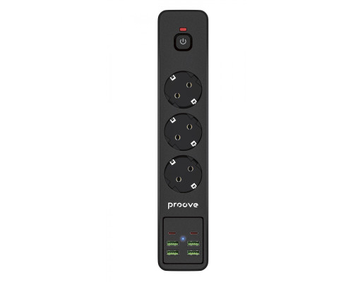 Мережевий фільтр Proove Power Strip P-03 (3 розетки + 4 USB + 2 Type-C) 2М black 2001000645053 6900111991225