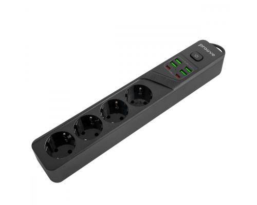 Мережевий фільтр Proove Power Strip P-04 (4 розетки + 4 USB + 2 Type-C) 2М black 2001000645060 6900111991232