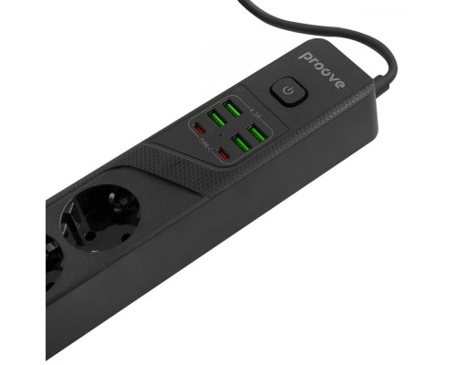 Мережевий фільтр Proove Power Strip P-04 (4 розетки + 4 USB + 2 Type-C) 2М black 2001000645060 6900111991232
