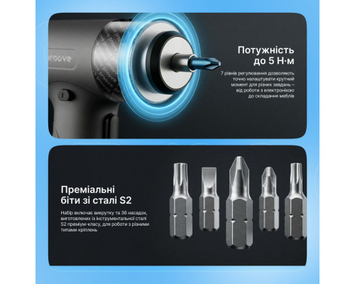Багатофункціональний набір електричних викруток Proove Driller 36in1 gray 2003000300239 6901118503572