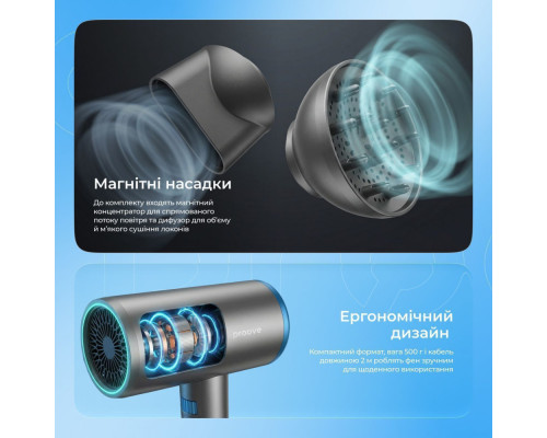 Фен Proove Tyson (1800W) gray 2003000300253 6901111857962