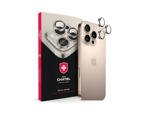 Захисне скло камери +NEU Chatel Metal Frame для Apple iPhone 15 Pro, 15 Pro Max silver PLS-00-00154982