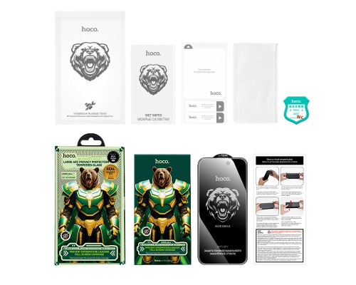 Захисне скло Privacy Hoco Bear Shield Apple iPhone 17 Pro black PLS-00-00157968