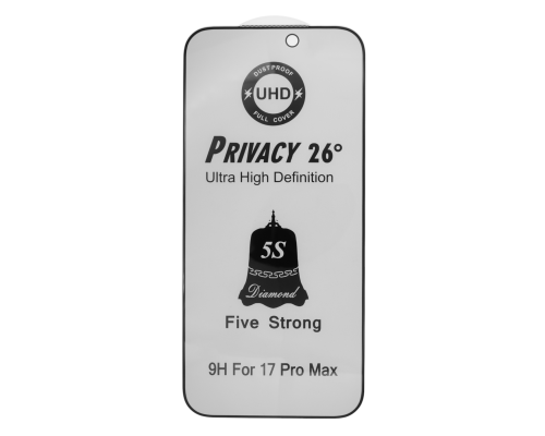 Захисне скло 5S UHD Privacy 26° для iPhone 17 Pro Max Full Glue black PLS-00-00145732