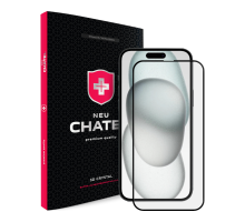 Захисне скло +NEU Chatel Corning Gorilla Glass для Apple iPhone 15, 16 Black PLS-00-00151981