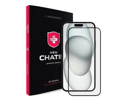 Захисне скло +NEU Chatel Corning Gorilla Glass для Apple iPhone 15, 16 Black PLS-00-00151981