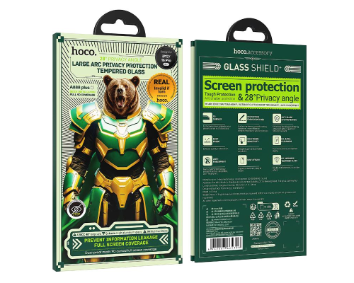 Захисне скло Privacy Hoco Bear Shield Apple iPhone 15 Pro black PLS-00-00157961
