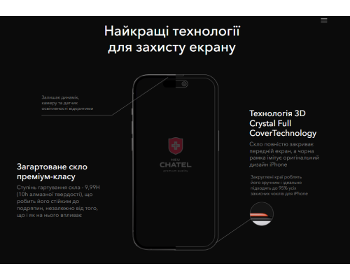 Захисне скло +NEU Chatel Corning Gorilla Glass для iPhone 15 Pro Max Black PLS-00-00151983