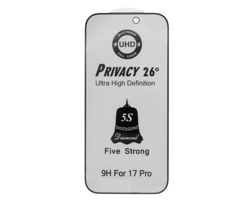 Захисне скло 5S UHD Privacy 26° для iPhone 17 Pro Full Glue black PLS-00-00145730