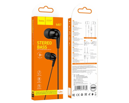 Навушники HOCO M97 Enjoy universal earphones with mic Black