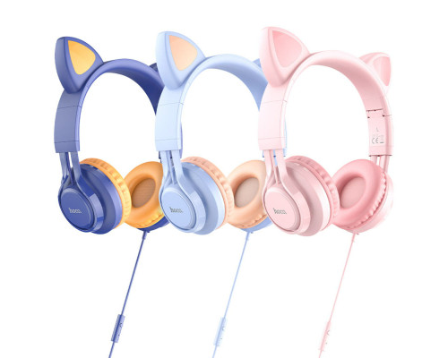 Навушники HOCO W36 Cat ear headphones with mic Pink