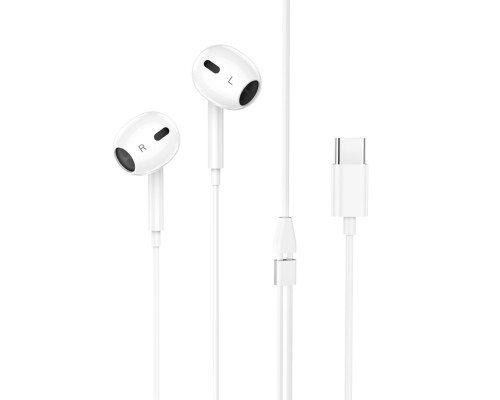 Навушники HOCO M101 Max Crystal grace Type-C wire-controled digital earphones with microphone White