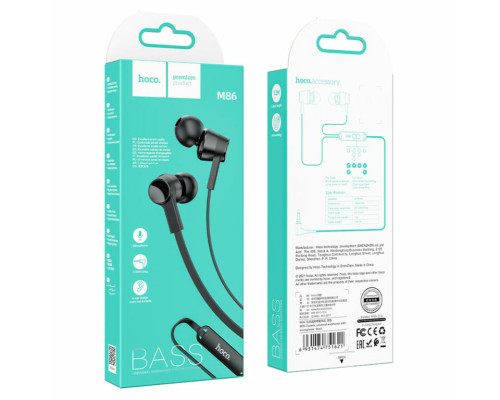 Навушники HOCO M86 Oceanic universal earphones with mic Black