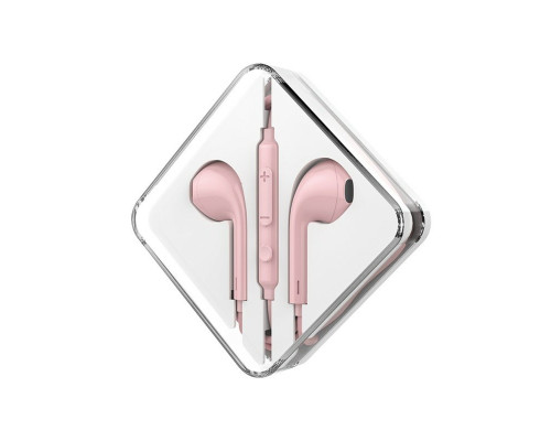 Навушники HOCO M55 Memory sound wire control earphones with mic Pink